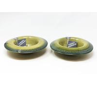 Verano Spanish Ceramics Torres Ferreras Mediterraneo Hand Dipped Set of 2 Inverted Pasta Bowls (D) 22cm x (H) 6cm in Dark Green Verano Spanish Ceramics Dark Green