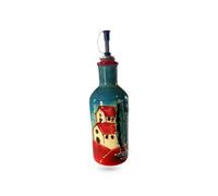 Verano Spanish Ceramics Tuscany Hand Painted Village Ceramic Kitchen Dining Tall Round Oil Pourer/drizzler (H) 18Cm To Neck