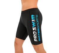 Veranobreeze Men's Athletic Solid Swim Jammers,Endurance Long Racing Training Swimsuit (Black+Blue White, Size M)