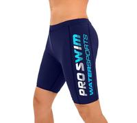 Veranobreeze Men's Athletic Solid Swim Jammers,Endurance Long Racing Training Swimsuit (Dark Blue+Blue White, Size XL)