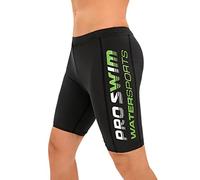 Veranobreeze Men's Swimsuit Jammer Swimming Competition Pants Endurance Long Racing Training Swimsuit (Green+White, M)