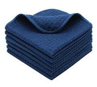 VeraSong Microfiber Kitchen Cleaning Cloth Thick Dish Rags Waffle Weave Washcloths Dish Cloths Ultra Absorbent Odor Free 12inch X 12inch 6 Pack Navy Blue