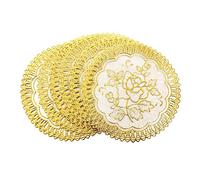 VERAWE 6 Exquisite Gold-tone Flower Dinning Table COASTERS SET
