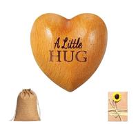 Verazquy 1 Pc Wooden Heart Ornaments with A Sunflower Card, A Little Hug Set Romantic Hand Holding Gift Missing You Isolation Gift Tiny Hug Token