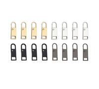 Verazquy 16Pcs Spare Zipper Pull Tab Replacement, Metal Zipper Clips Removable Handle Mend Fixer Pull with RemovableTabs Repair Accs Kit for Luggage Backpacks Purses Jackets Clothes Suitcases