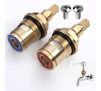 Verazquy 2Pcs Replacement Tap Valves Brass Tap, 20 Spline Quarter Turn Ceramic Disc Cartridge Tap Valve for Shower Bathroom Taps with Washers, Bath Tap Cartridge Glands Seals Repair Kit