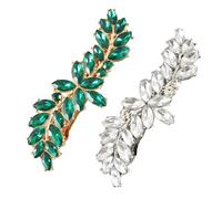 Verazquy 2Pcs Rhinestone Hair Clips for Women Diamante Silver Crystal Pearl Bridal Barrettes Sparkly Wedding Prom Hairpin Accessories Barrette Rectangular Spring Hair Clip for Bride Bridesmaids