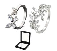 Verazquy 2Pcs Rings for Women,Open Adjustable Stress Relief Anxiety Thumb Wrap Rings for Women Open Wrap Promise Gift for Her