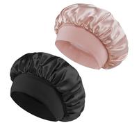 Verazquy 2Pcs Silk Satin Bonnet for Sleeping - Adjustable Hair Bonnet Double Layer Satin for Women Reversible Silk with Adjustable Tie Band for Curly AfroBraided Natural Hair