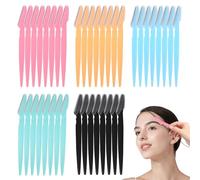 Verazquy 40 Pcs Multicolor Eyebrow & Face Razors, Dermaplaning Tool, Women's Facial Hair Remover with Safety Cover & Non-Slip Handle