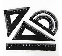 Verazquy 4Pcs Metal Geometry Set,Metal Protractor Triangular Square Set Math Drafting Rulers Kit Architect Triangular Scale Math Ruler Geometric Protractor Measuring Tool for Students Engineers