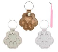 Verazquy 4Pcs Personalized Pet Hair Keepsake Box, Pet Keychain Dog Cat Hair Paw Shape Collector Storage Pouch Charm Fur Memorial Keyring Paw Shape Leather Keychain Pendant for Dog Cat