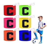Verazquy 6 Pcs Kids Captains Armband - Adjustable Football Captain's Armbands for Soccer Rugby Hockey Netball - Multicolored Elastic Sports Arm Bands for Youth Junior Clubs Teams