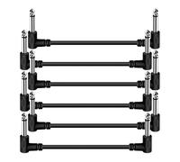Verazquy 6Pcs 6 Inch Guitar Patch Cables, Dual Shielded 1/4" 6.35mm Right Angle Noiseless TS Mono Cords, Instrument Cables for Black Guitar Bass Effect Pedals Effect Cable Cord Pedal Flat Patch Cable