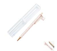 Verazquy Bling Sparkly Metal Pens 1-Pack with Four Leaf Clover Ornament Retractable Press Pens with 1.0mm Black Ink for Journaling Gifts for Women Girls Office School Supplies in Transparent Gift Box