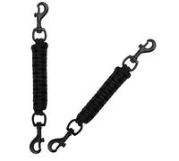 Verazquy Dog Collar Safety Clip 2 Pack - Handmade Backup Safety Strap for Dog with 360° Swivel Clasps Dual Clasps Leash Connector Training for Walking Running and Hiking Black