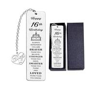 Verazquy Happy Sweet 16th Bookmark Birthday Keepsake, Encouragement Metal Bookmarks Personalized Book Lover Keepsakes Ideas Friendship Presents, for Teen Granddaughter Gandson Nephew Niece Nephew