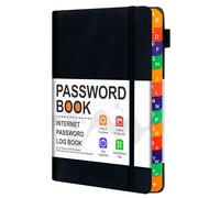Verazquy Hardback Password Book with Colorful Alphabetical Tabs Premium Pocket-Size Address Book for Website Logins Telephone Numbers Secure A-Z Notebook Organization (Black)
