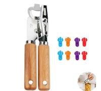 Verazquy Multi Function Manual Tin Opener for Arthritic Hands Heavy Duty Stainless Steel Can Opener with Smooth Edge Ergonomic Knob Built-in Bottle Safe Easy Open Tool for Seniors