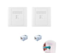 Verazquy RJ45 Socket Plate Super Cat6 Network Plug Single Ethernet Wall Socket Super CAT6 Ethernet Faceplate White 2 Pack with Keystone Jack