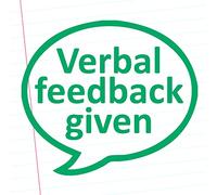 Verbal Feedback Given. (Green Ink) Teacher Stamp. Refillable, Quality 22mm Self-Inking Teacher Feedback Stamper.