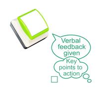 Verbal Feedback Given. Key Points to Action Teacher Stamp. Self-Inking Stamp for Marking. 26x31mm, Reinkable, Green Ink*