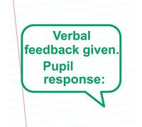 Verbal Feedback Given. Pupil Response: Teacher Self-Inking Stamp for Marking. 26x31mm, Reinkable, Green Ink