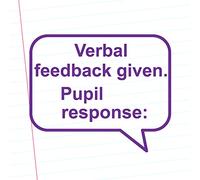 Verbal Feedback Given. Pupil Response: Teacher Self-Inking Stamp for Marking. 26x31mm, Reinkable, Purple Ink