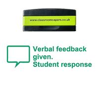 Verbal Feedback Given. Student Response Self-Inking, Stakable Teacher Stamps, Pre-Inked for Feedback Marking. Green Ink