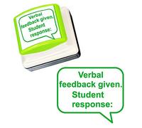 Verbal Feedback Given. Student Response: Teacher Stamp. Self-Inking Stamp for Marking. 26x31mm, Reinkable, Green Ink*