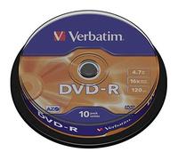 Verbatim 1206432 DVD-R Discs with AZO Protection 10 Spindle Pack, Bulk Pack 10 x DVD-R Blank Discs with Hard Coat Scratch Guard and AZO Protection Against UV, 16x Speed, 4.7 GB