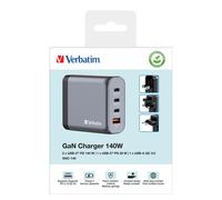 Verbatim GNC-140 GaN Charger 140W with 2 x USB-C PD 140W / 1 x USB-C PD 20W / 1 x USB-A QC 3.0 (EU/UK/US)
