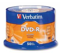 VERBATIM - 16x Speed DVD-R Matt Silver Blank DVDs - 50 Pack Spindle