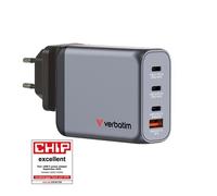 Verbatim GNC-100 GaN Charger 100W with 2 x USB-C PD 100W / 1 x USB-C PD 65W / 1 x USB-A QC 3.0 (EU/UK/US)