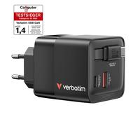 Verbatim (32217) GaN Wall Charger 65W 2 Port with Retractable Cable