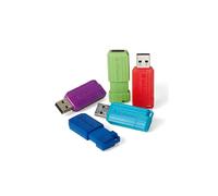 Verbatim 32GB Pinstripe USB 2.0 Flash Drive Retractable Thumb Drive - 5 Pack - Multicolor (Green, Blue, Red, Purple, Cyan)
