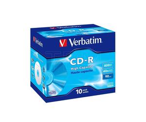 Verbatim 40x CD-R 800MB High Capacity 90 Minute CD-R - 10 Discs in Cases (43428)