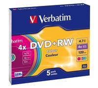 Verbatim 43297 DVD+RW SERL 4.7GB 4X Colour Surface 5 Pack