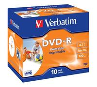 Verbatim 43521. Native capacity: 4.7 GB Type: DVD-R Quantity per pack: 10 pc(s). Weight: 980 g. Package type: Carton. DVD write speed: 16x