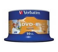 Verbatim (43533) DVD-R 16X 4.7GB 50 Pack Spindle Wide Inkjet Printable No ID