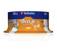 Verbatim (43538) DVD-R Wide Inkjet Printable ID Branded 25 Pack Spindle 4.7GB 16X