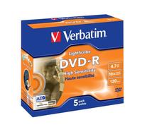Verbatim 43621 DVD-R 16x Lightscribe 5 pack Jewel Cased