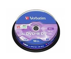 Verbatim (43666) DVD+R Double Layer 8.5GB 8X Matt Silver 10 Pack Spindle