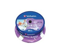 Verbatim 43667 8.5GB 8x Double Layer DVD+R Inkjet Printable - 25 Pack Spindle