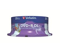 Verbatim 43667 8.5GB 8x Double Layer DVD+R Inkjet Printable - 25 Pack Spindle