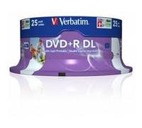 Verbatim (43667)DVD+R Double Layer 8.5GB 8X Wide Printable 25 Pack Spindle No ID