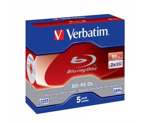 Verbatim 43760 BD-RE Dual Layer 50GB 2X White Blue 5 Pack