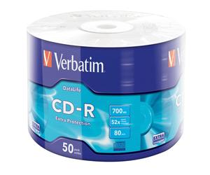 Verbatim 43787 52X 700MB 50Pk CD-R Extra Protection Wrap Spindle - Matt Silver