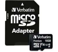 Verbatim 44082 16 GB Class 10 MicroSDHC Memory Card with Adaptor