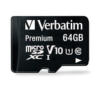 Verbatim 44084 64GB Class 10 microSDXC with Adapter, BLACK